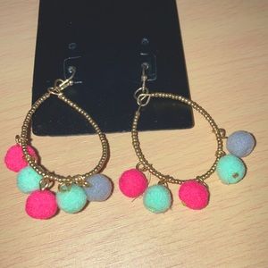 Pretty felt balls hoop earrings